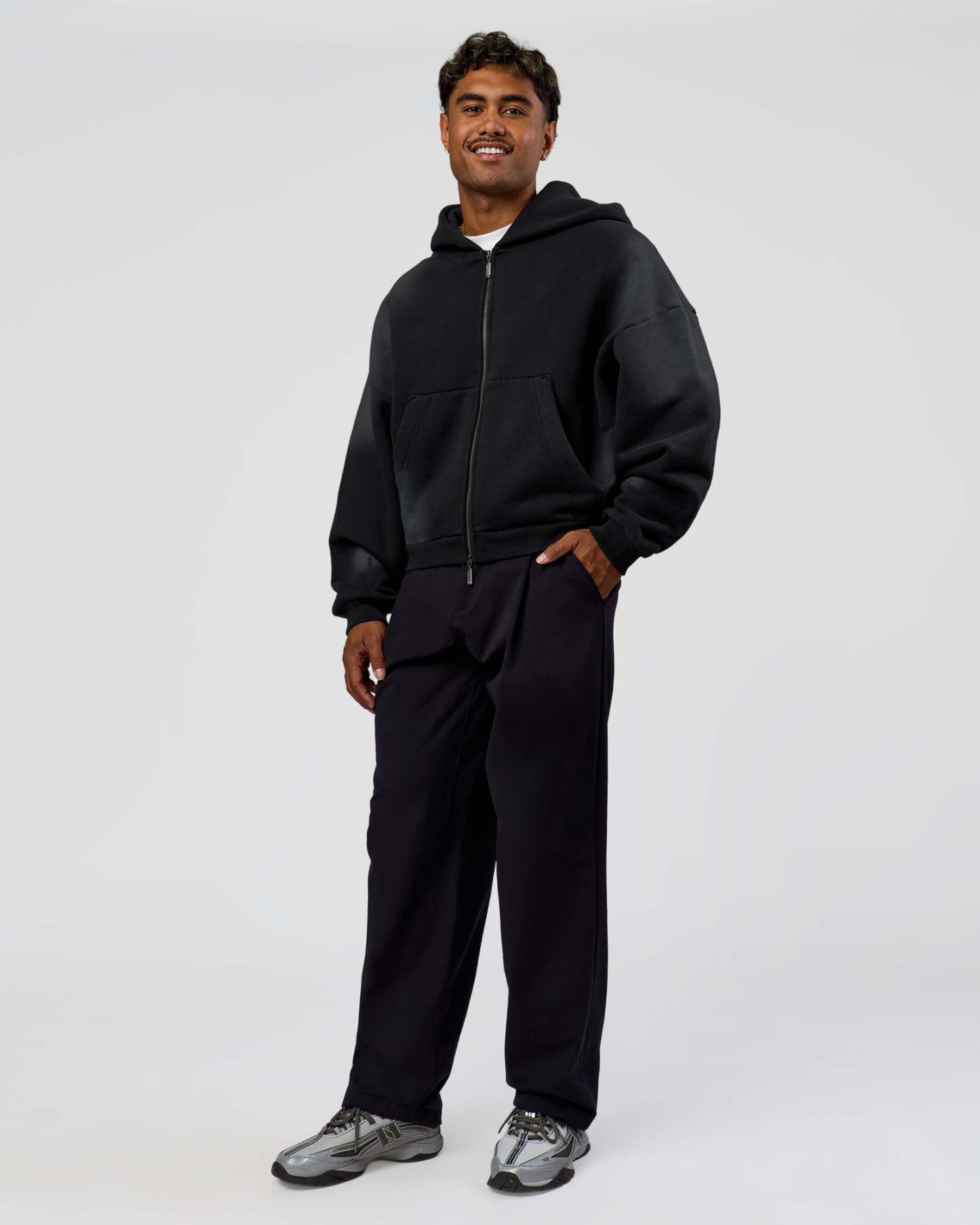 Memory In Motion Ultra Heavyweight Zip Thru Hoodie - Black Washed