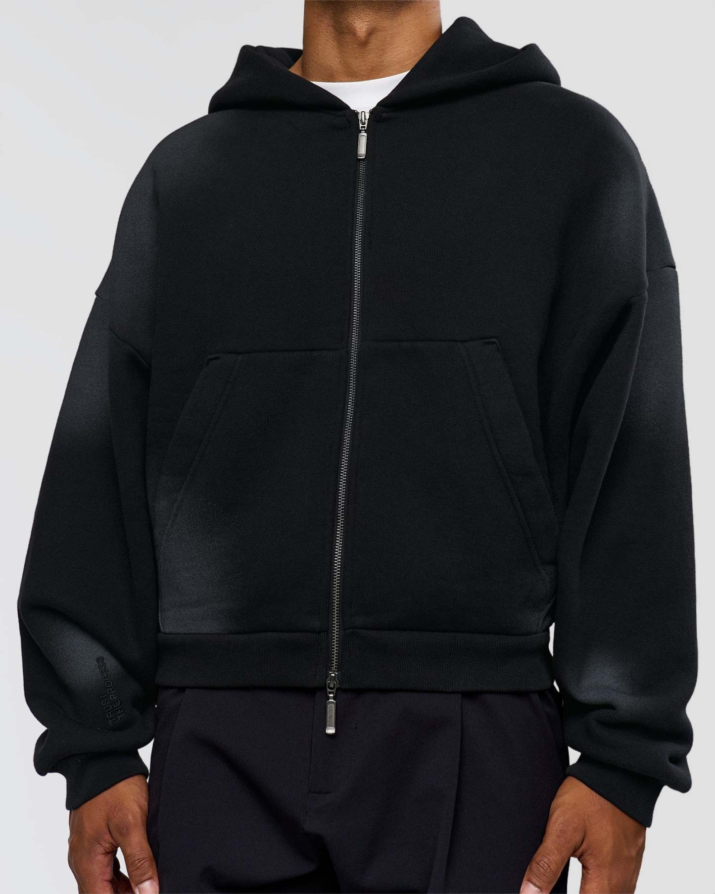 Memory In Motion Ultra Heavyweight Zip Thru Hoodie - Black Washed
