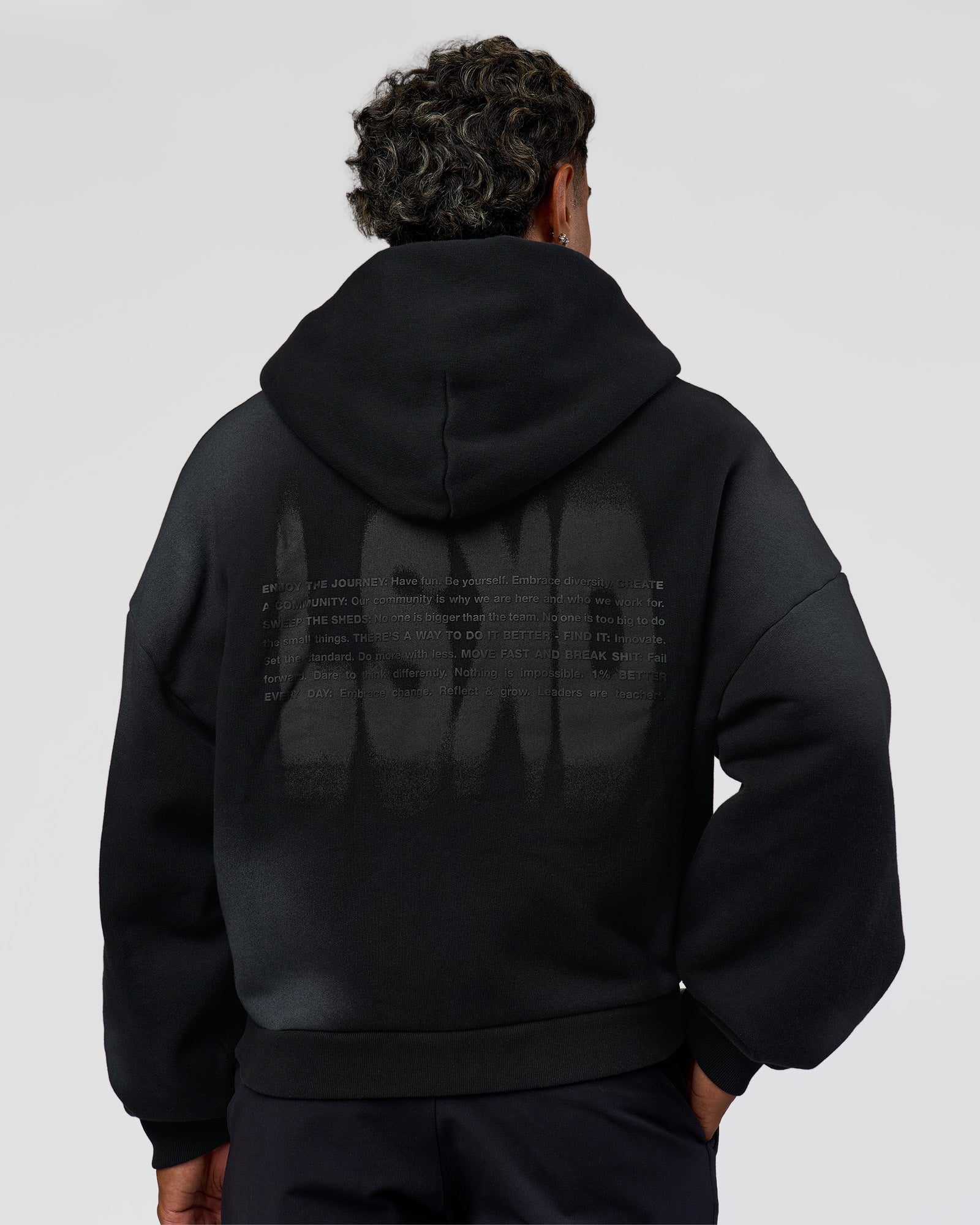 Memory In Motion Ultra Heavyweight Zip Thru Hoodie - Black Washed