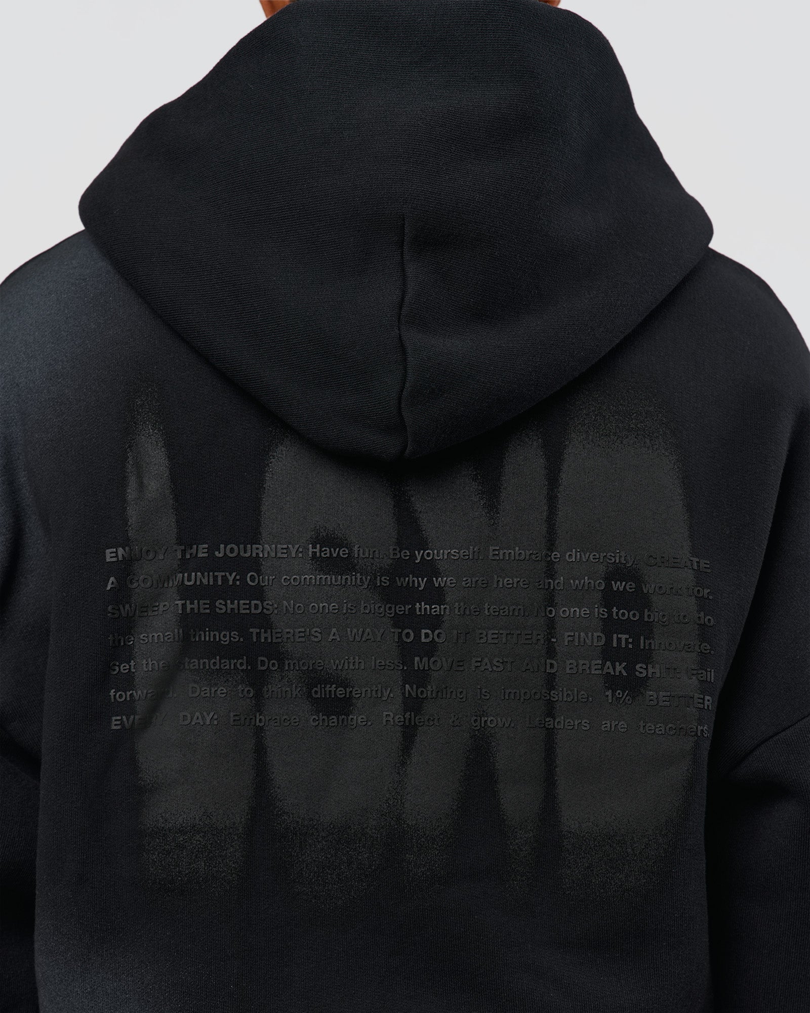 Memory In Motion Ultra Heavyweight Zip Thru Hoodie - Black Washed