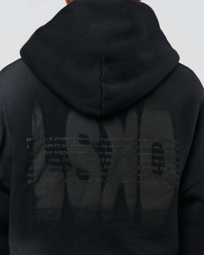 Memory In Motion Ultra Heavyweight Zip Thru Hoodie - Black Washed
