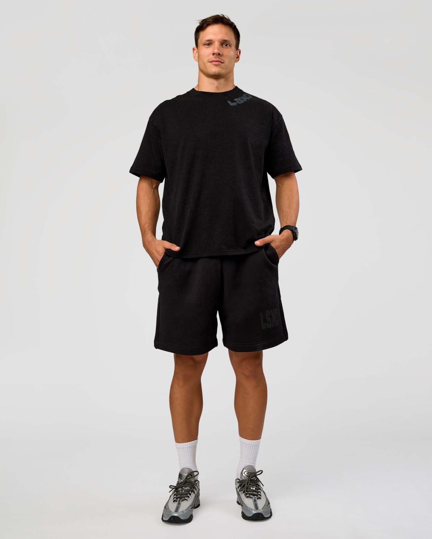 Offset Heavyweight Unisex Oversized Tee - Black Washed-Castlerock