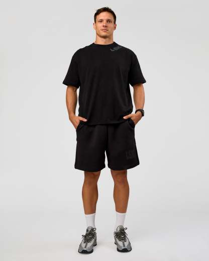 Offset Heavyweight Unisex Oversized Tee - Black Washed-Castlerock