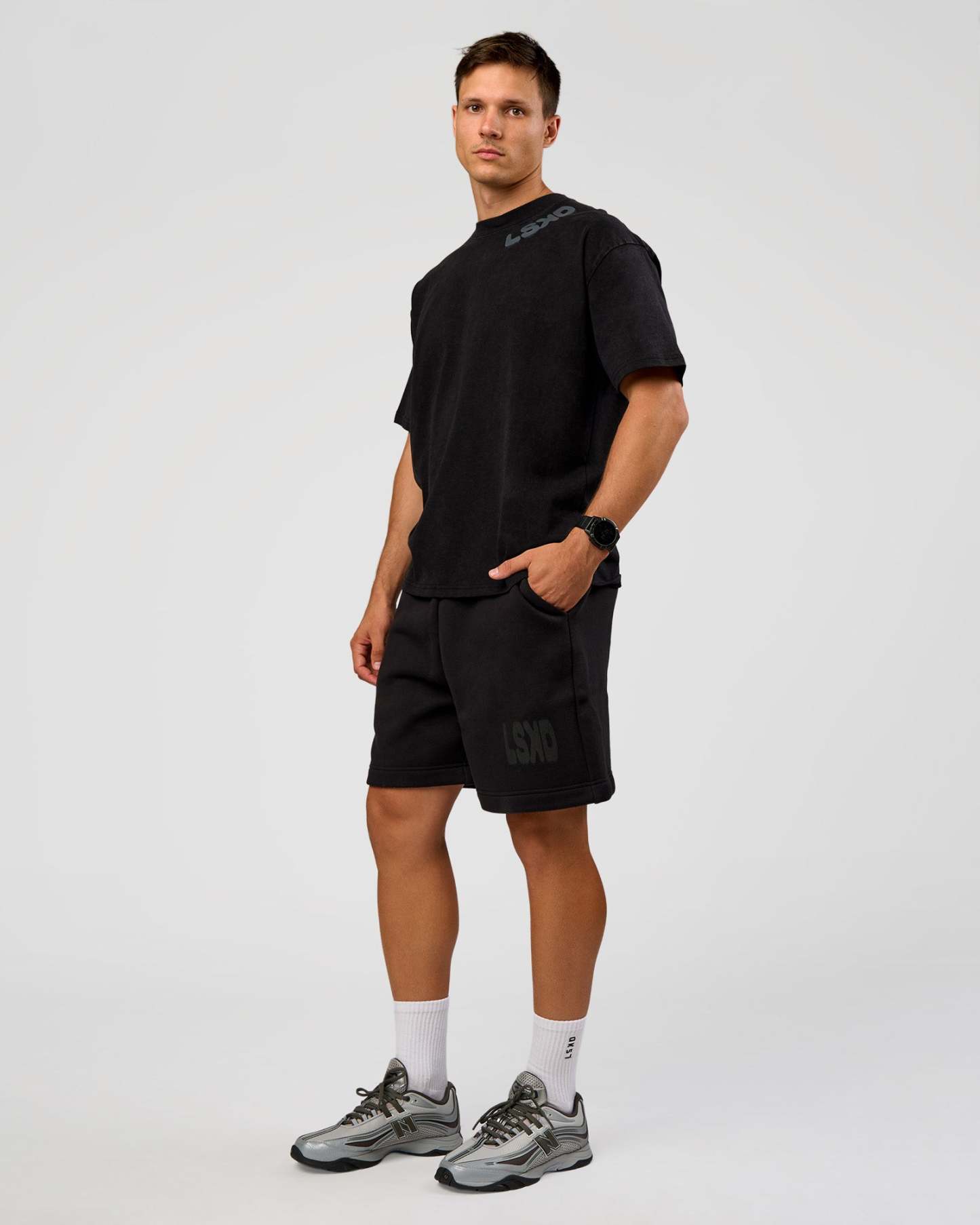 Offset Heavyweight Unisex Oversized Tee - Black Washed-Castlerock