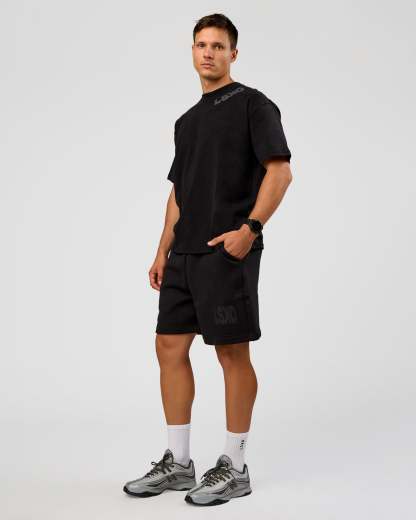 Offset Heavyweight Unisex Oversized Tee - Black Washed-Castlerock