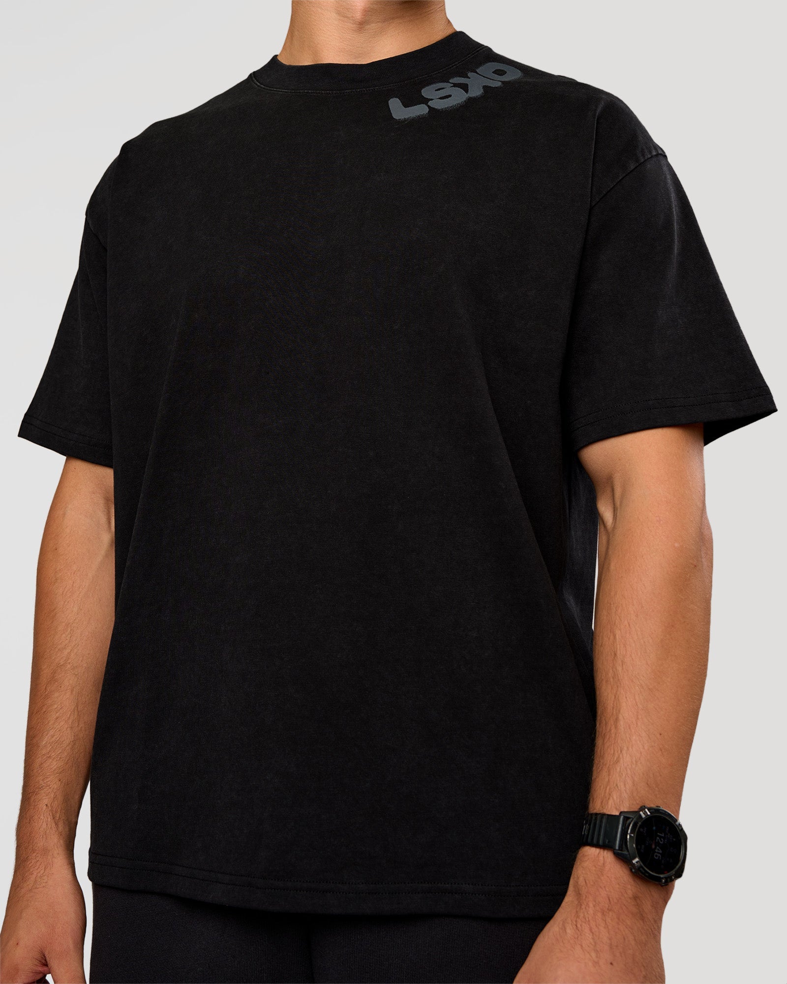 Offset Heavyweight Unisex Oversized Tee - Black Washed-Castlerock