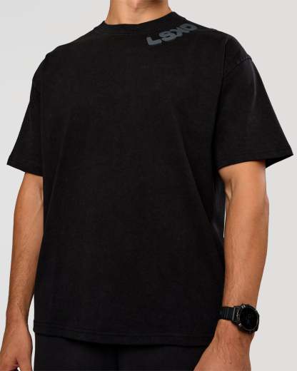 Offset Heavyweight Unisex Oversized Tee - Black Washed-Castlerock