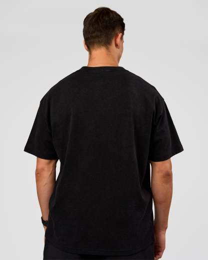 Offset Heavyweight Unisex Oversized Tee - Black Washed-Castlerock