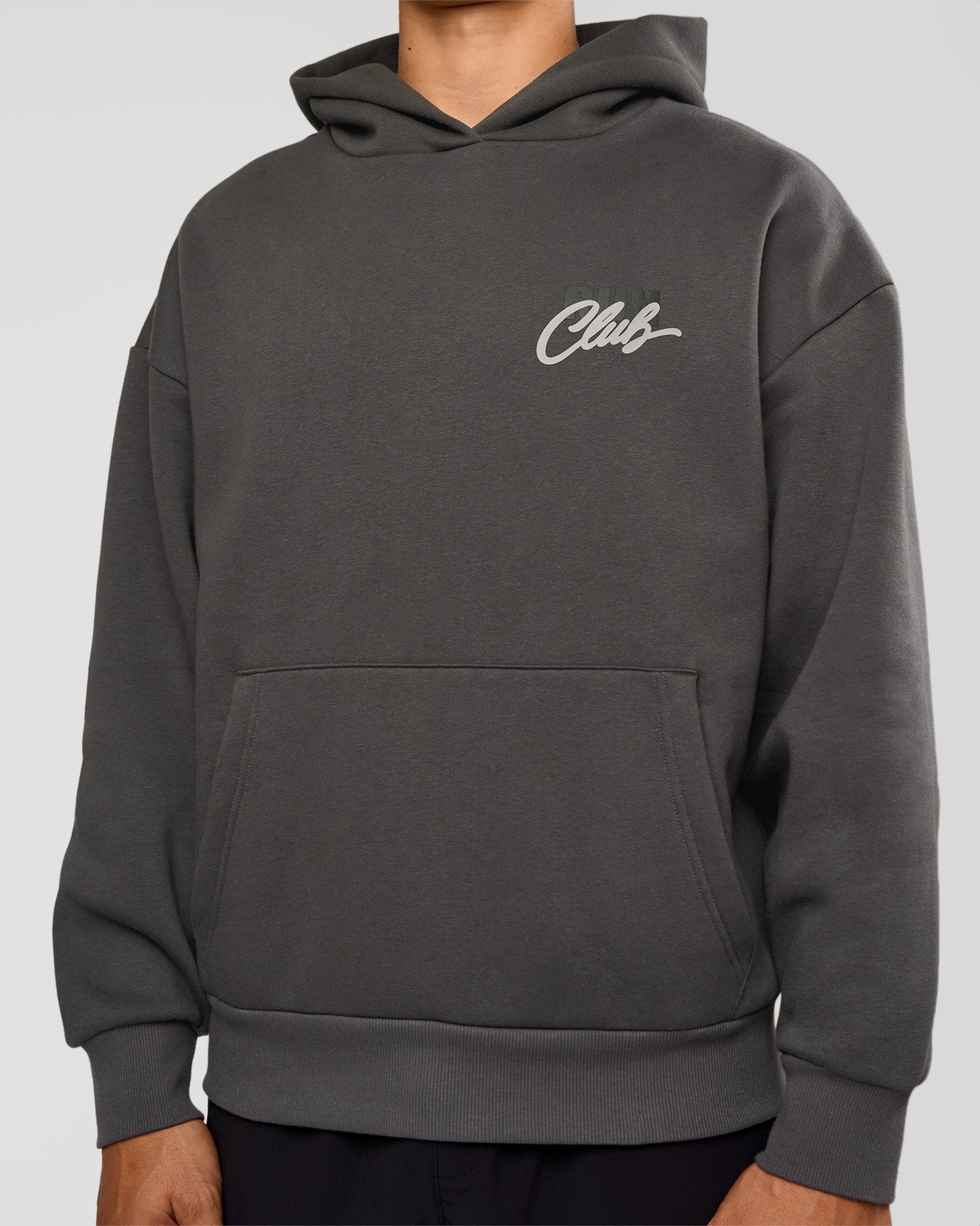 Run Club Script Oversized Hoodie - Dark Storm-Alloy