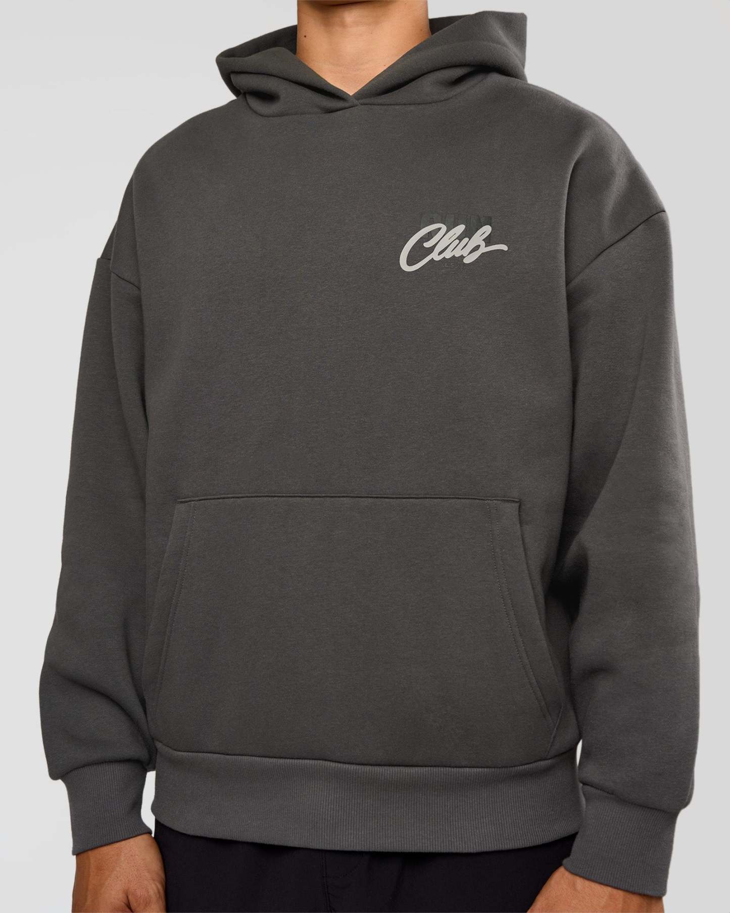 Run Club Script Oversized Hoodie - Dark Storm-Alloy