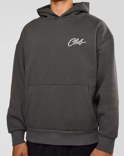 Run Club Script Oversized Hoodie - Dark Storm-Alloy