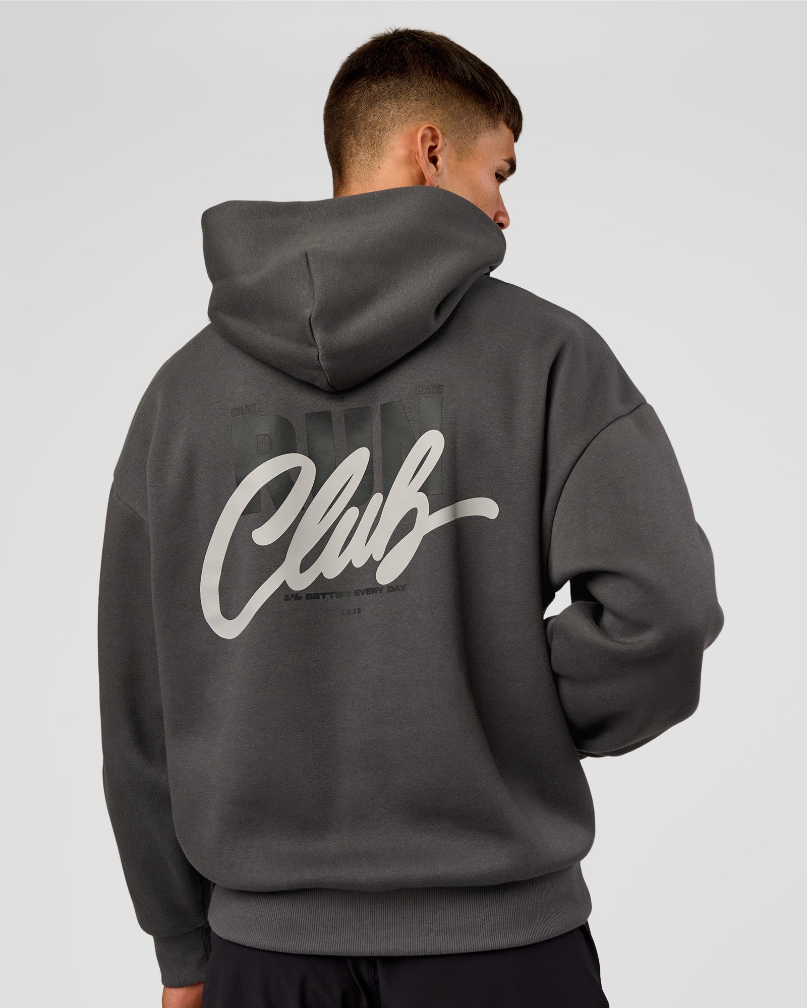 Run Club Script Oversized Hoodie - Dark Storm-Alloy