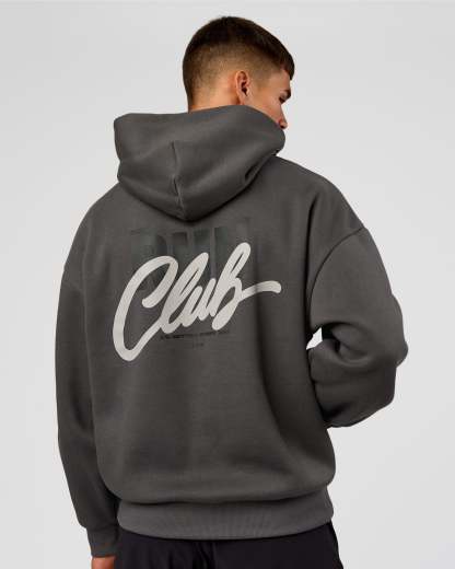 Run Club Script Oversized Hoodie - Dark Storm-Alloy