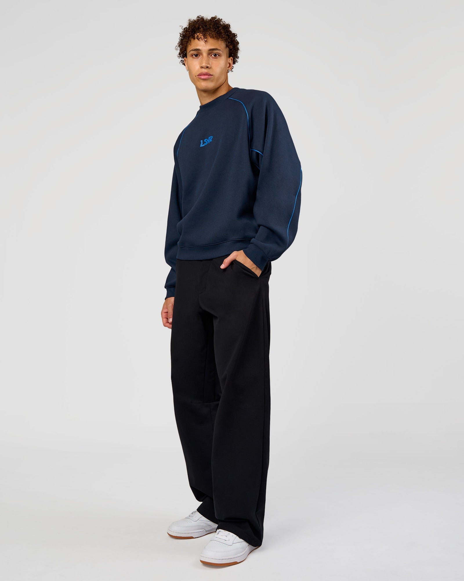 Axis Boxy Crew Sweater - Future Navy-Palace Blue