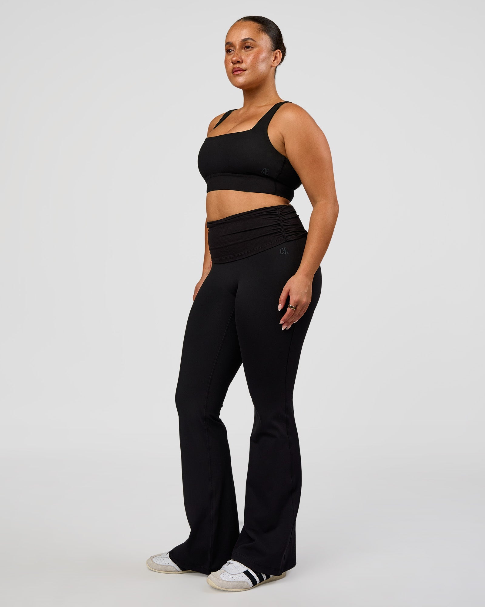 CF Fold Over High-Rise Flared Legging - Black