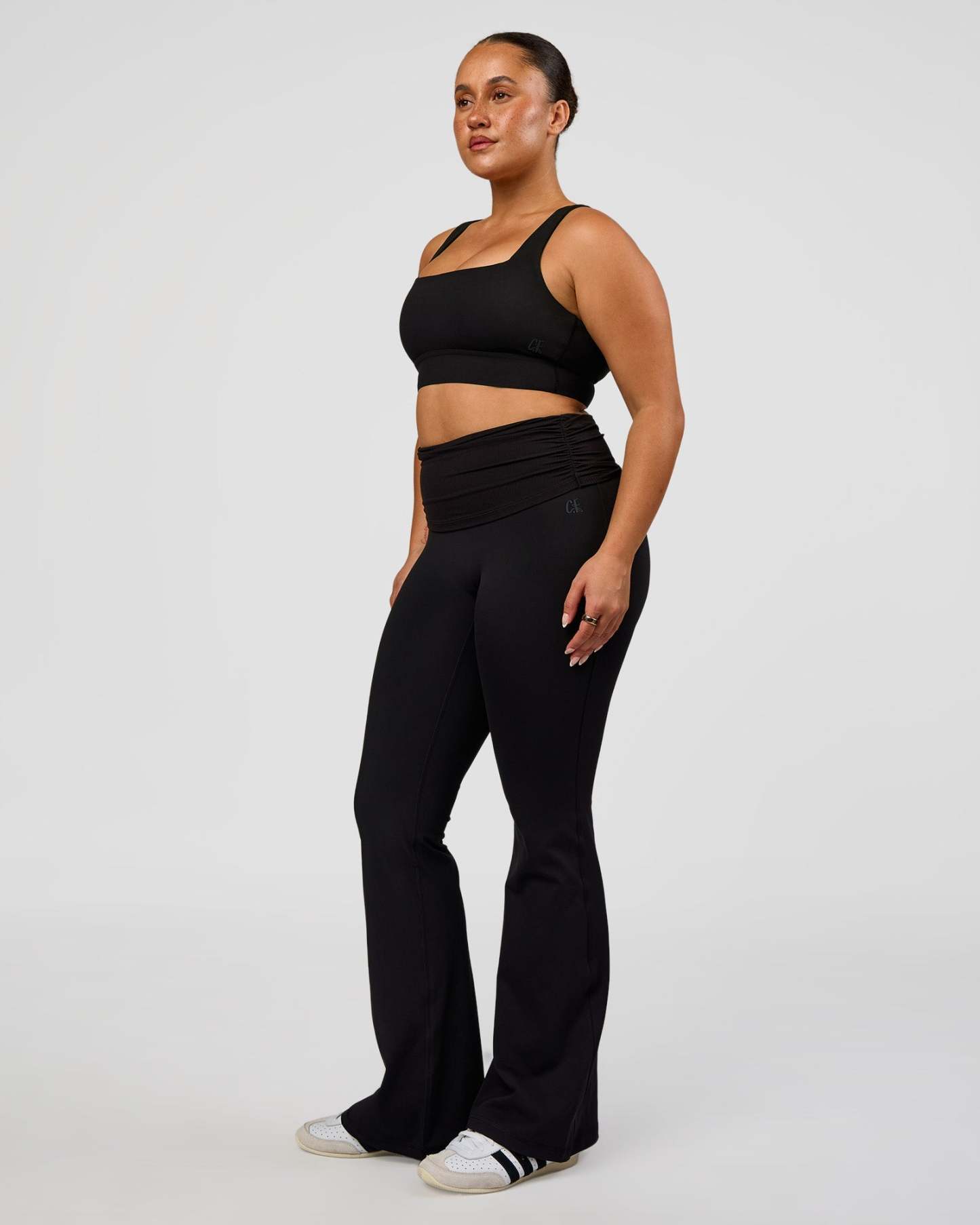 CF Fold Over High-Rise Flared Legging - Black