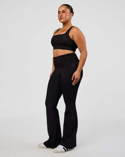 CF Fold Over High-Rise Flared Legging - Black