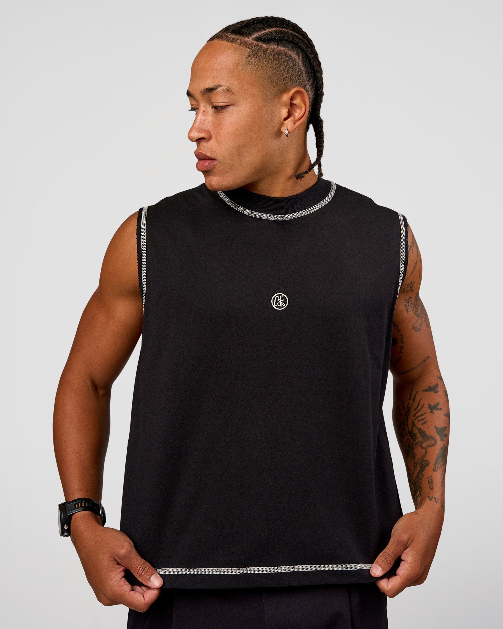 CF Unisex Oversized Heavyweight Boxed Tank - Black-CF X LSKD Sport