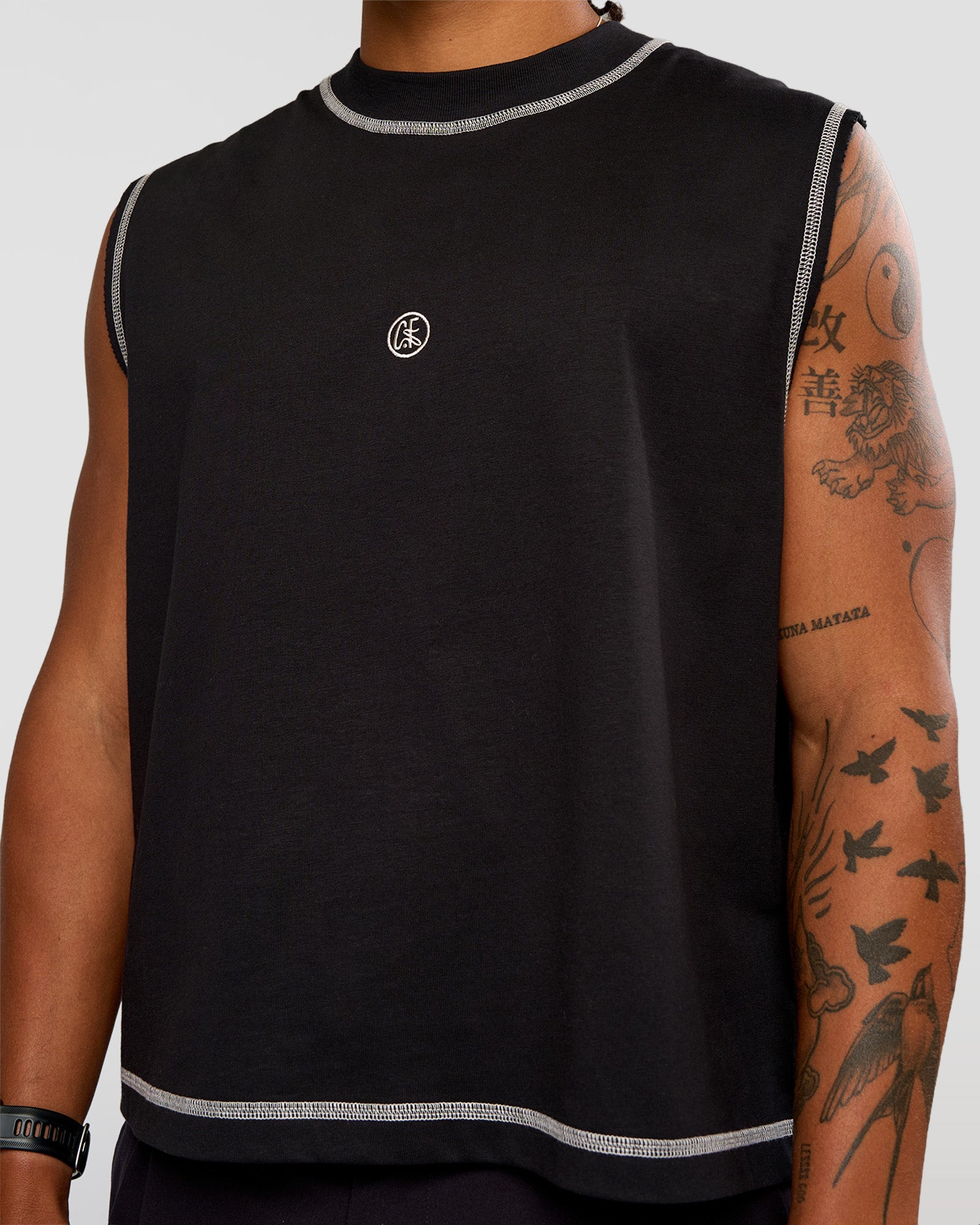CF Unisex Oversized Heavyweight Boxed Tank - Black-CF X LSKD Sport