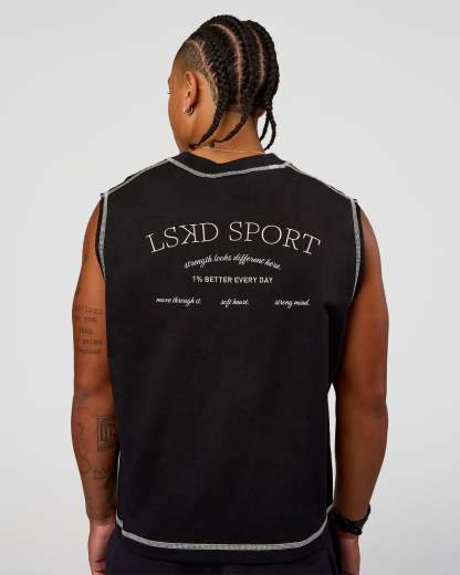 CF Unisex Oversized Heavyweight Boxed Tank - Black-CF X LSKD Sport