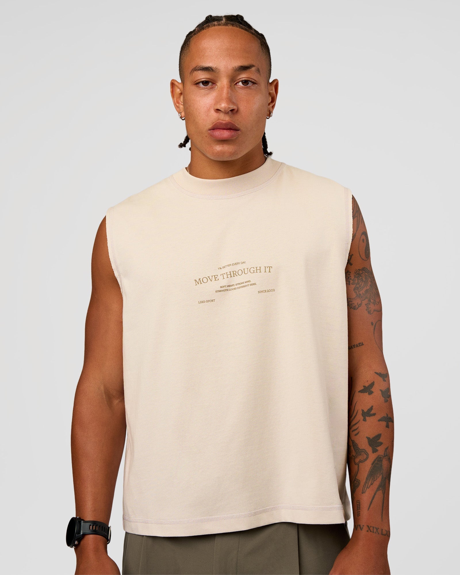 CF Unisex Oversized Heavyweight Boxed Tank - Clay-CF Move Through It