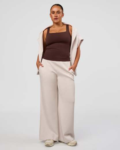 CF Elevate SoftTouch Pintuck Wide Leg Pant - Clay