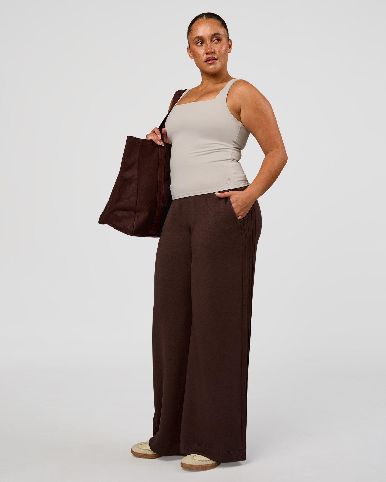 CF Elevate SoftTouch Pintuck Wide Leg Pant - Hot Chocolate