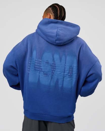 Memory In Motion Ultra Heavyweight Washed Hoodie - Electric Indigo Washed