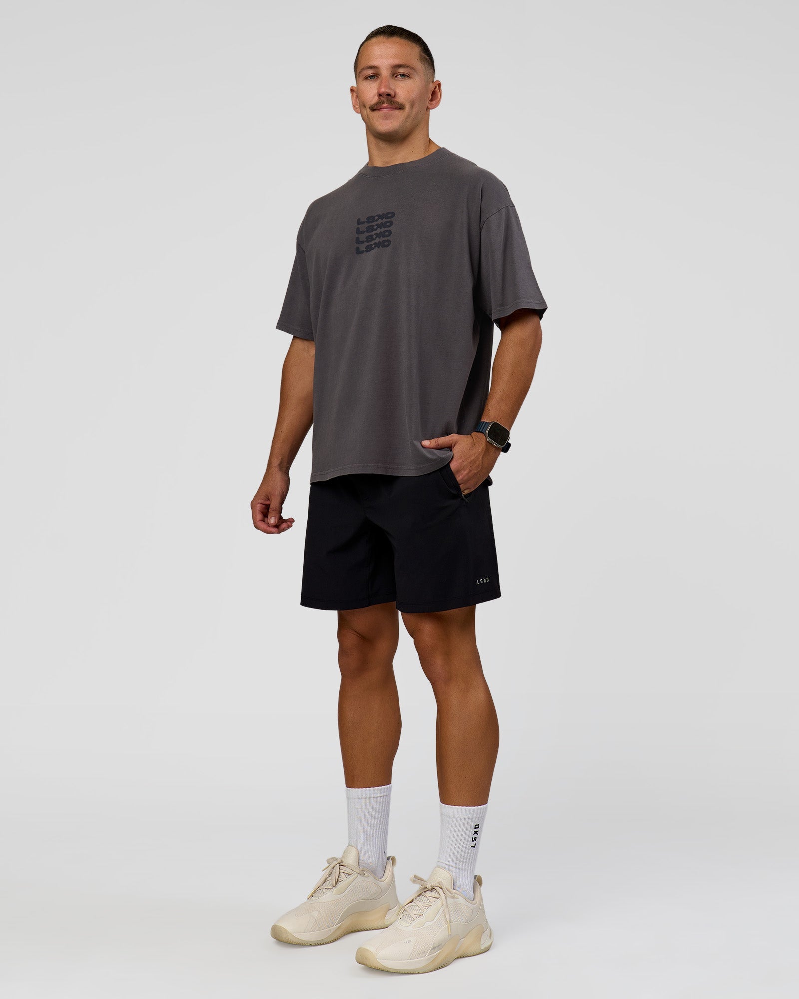 Move Fast Heavyweight Oversized Tee - Dark Storm Washed