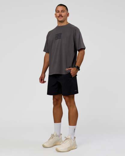 Move Fast Heavyweight Oversized Tee - Dark Storm Washed