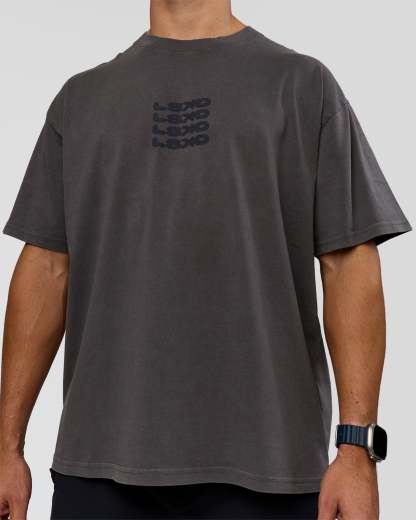 Move Fast Heavyweight Oversized Tee - Dark Storm Washed