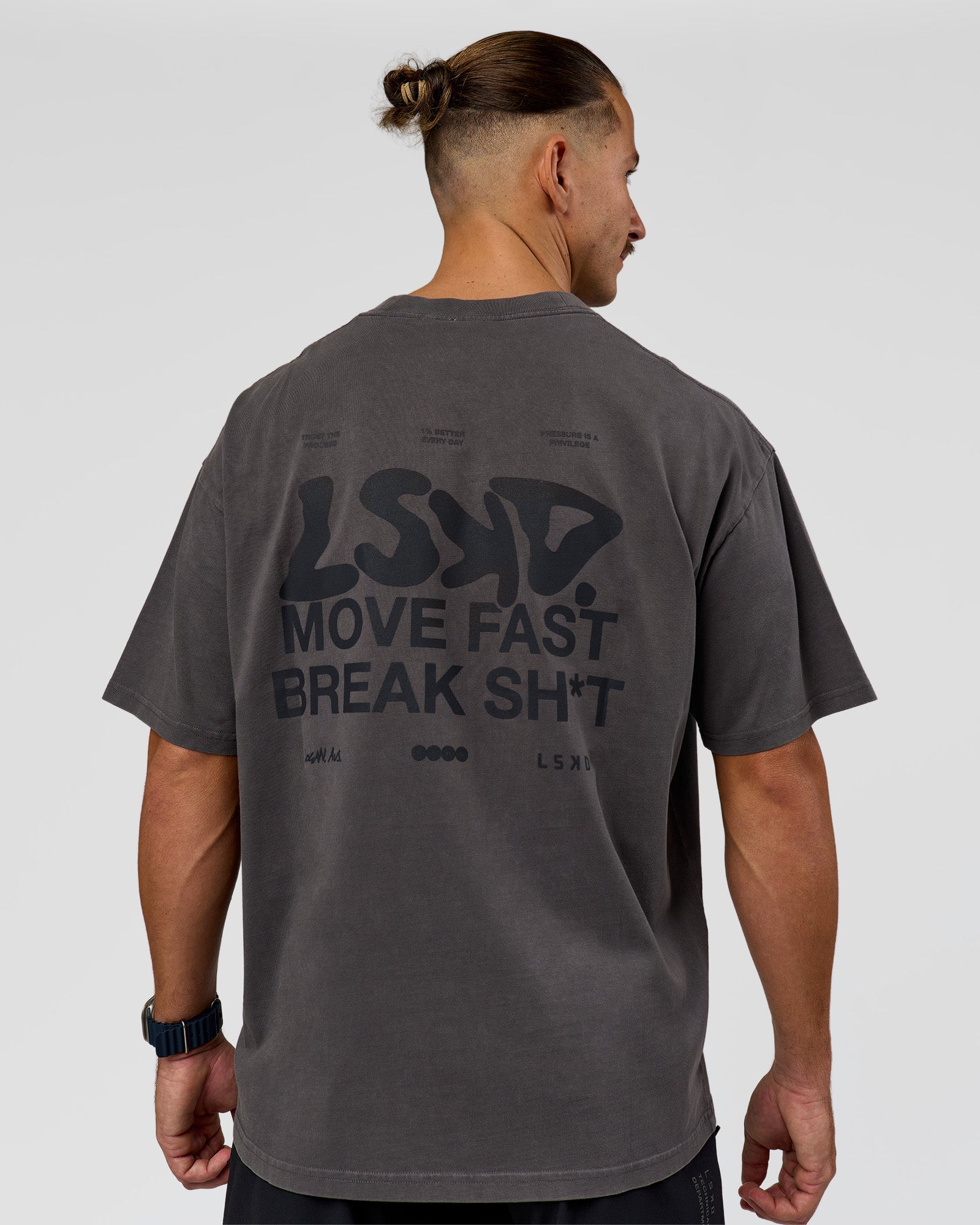 Move Fast Heavyweight Oversized Tee - Dark Storm Washed