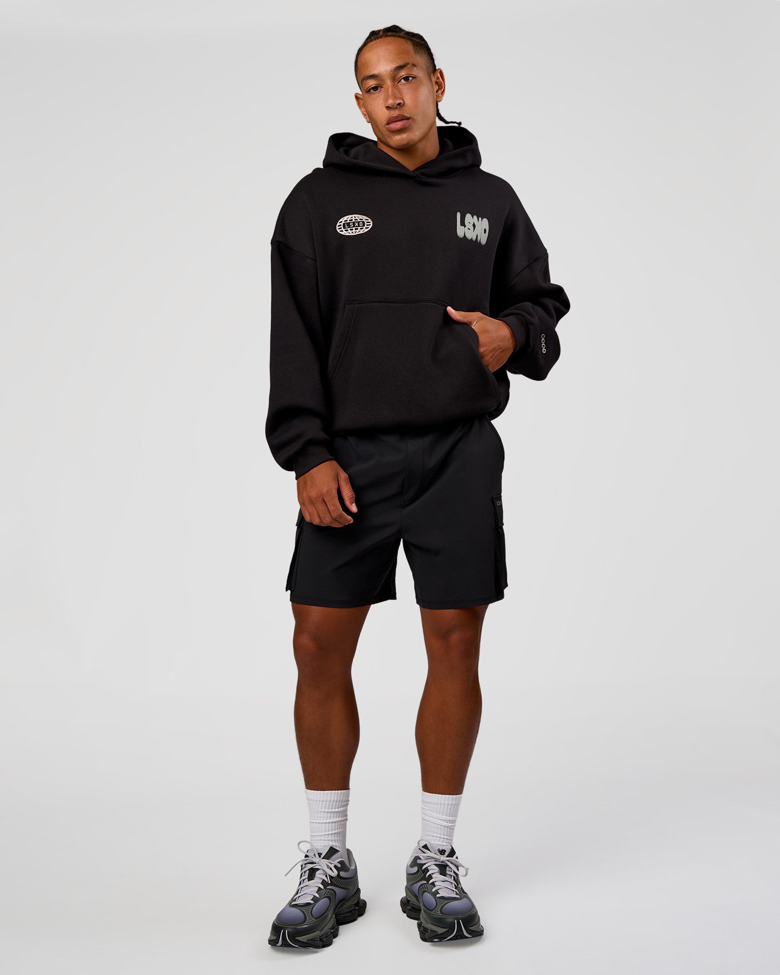 Static Grit Unisex Boxy Hoodie - Black-Alloy