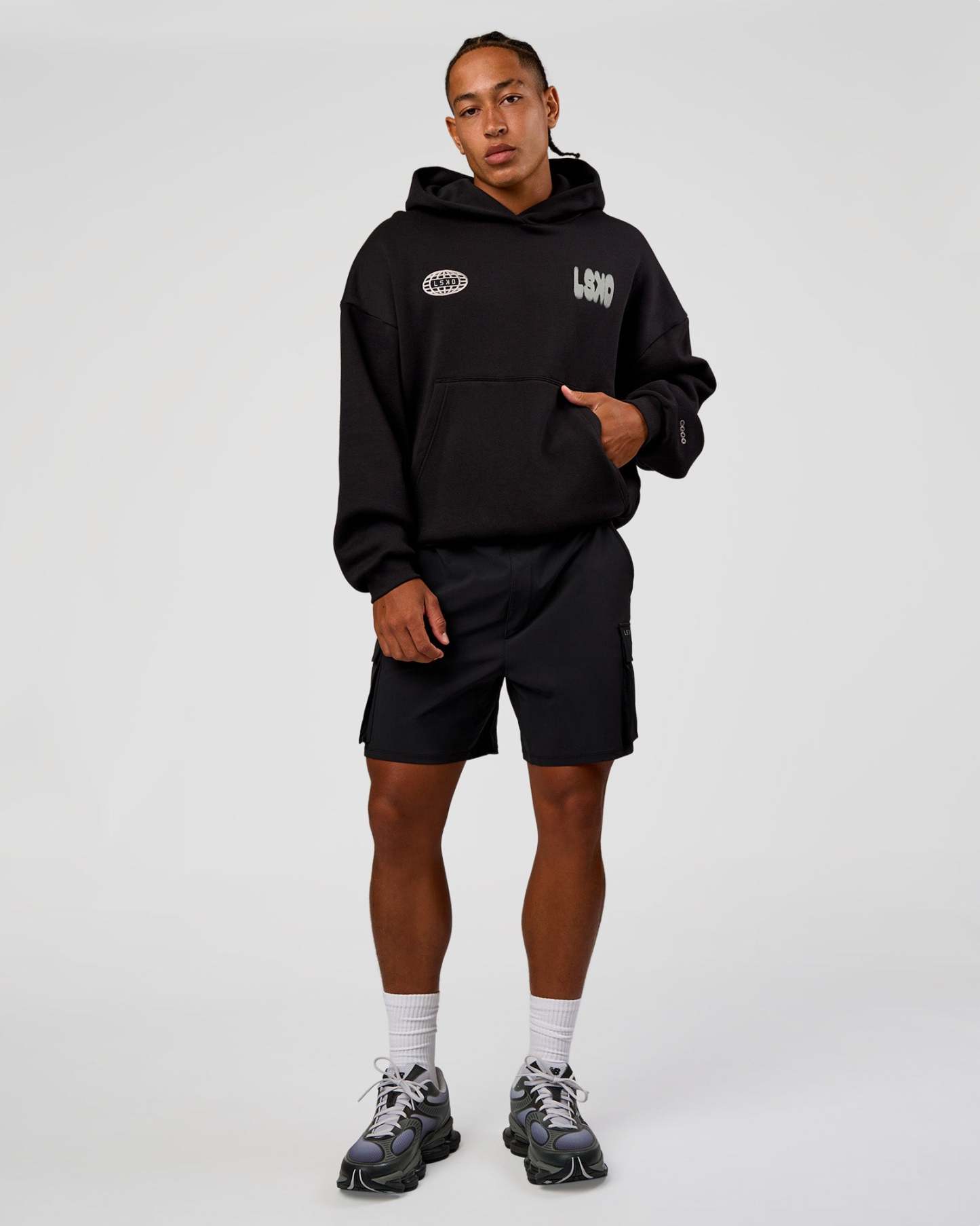 Static Grit Unisex Boxy Hoodie - Black-Alloy
