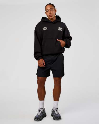 Static Grit Unisex Boxy Hoodie - Black-Alloy