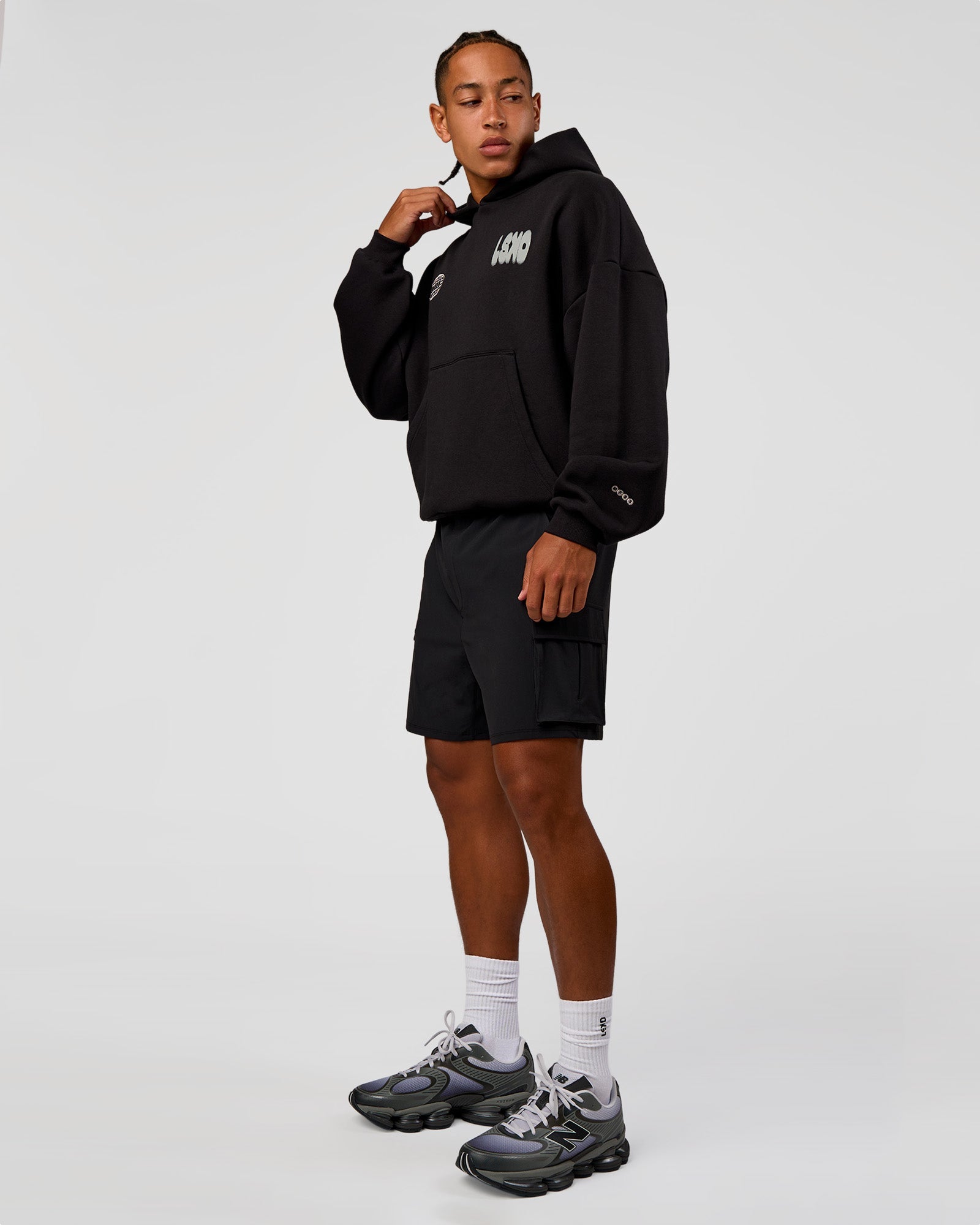 Static Grit Unisex Boxy Hoodie - Black-Alloy
