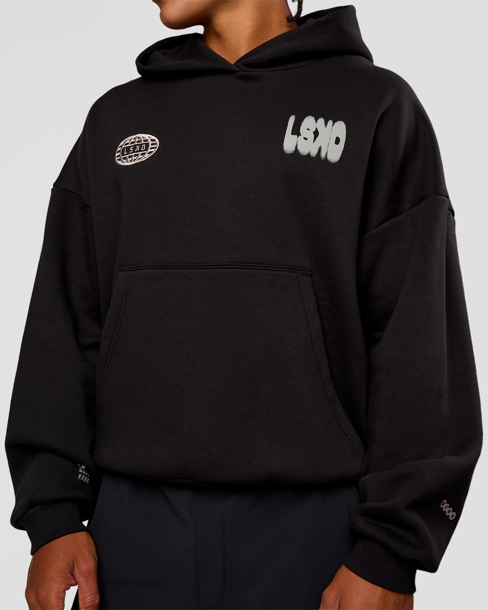 Static Grit Unisex Boxy Hoodie - Black-Alloy