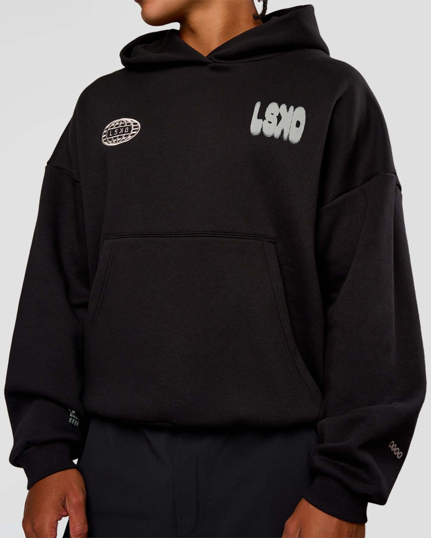 Static Grit Unisex Boxy Hoodie - Black-Alloy