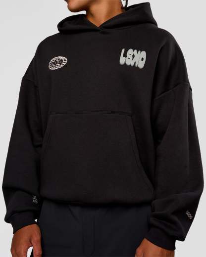 Static Grit Unisex Boxy Hoodie - Black-Alloy