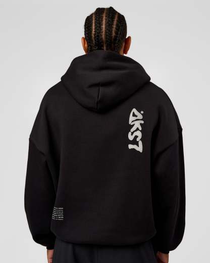 Static Grit Unisex Boxy Hoodie - Black-Alloy