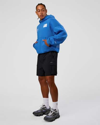 Static Grit Unisex Boxy Hoodie - Palace Blue-White