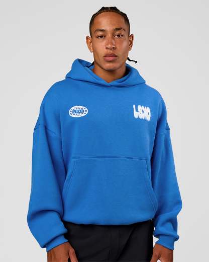 Static Grit Unisex Boxy Hoodie - Palace Blue-White