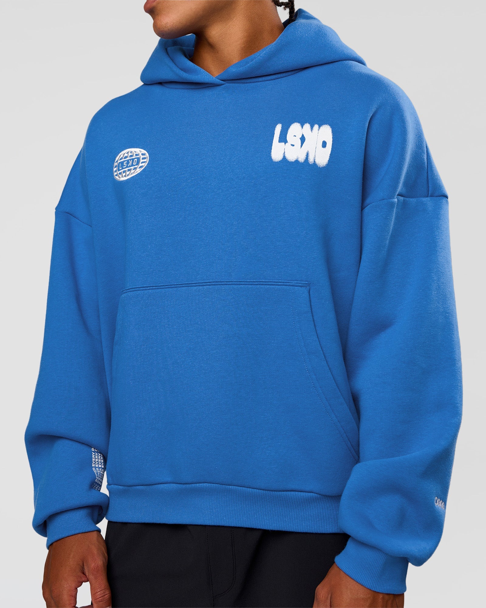 Static Grit Unisex Boxy Hoodie - Palace Blue-White