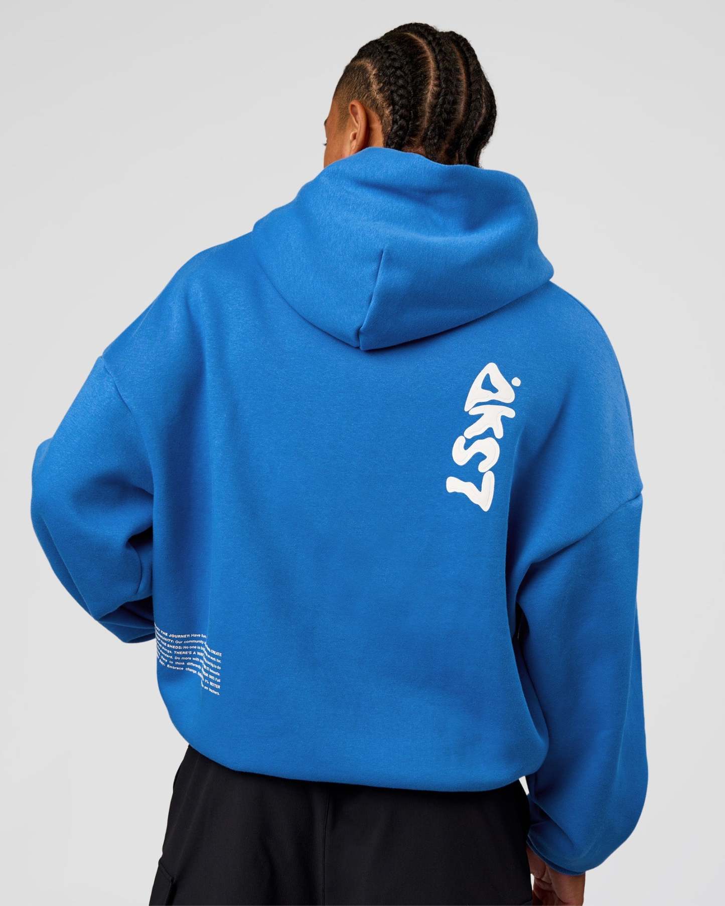 Static Grit Unisex Boxy Hoodie - Palace Blue-White