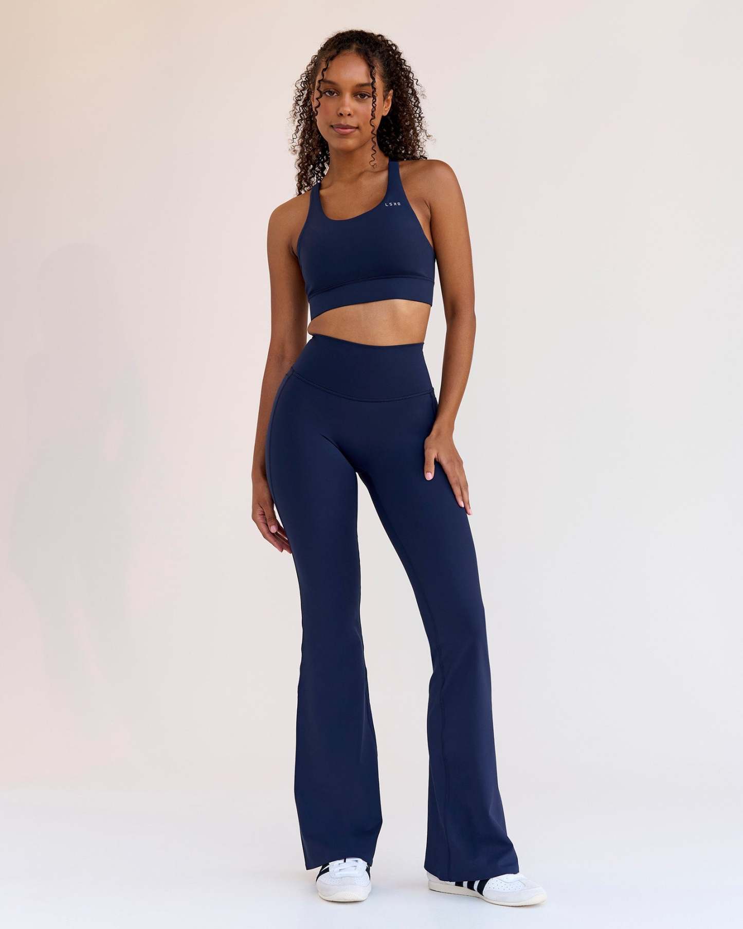 Fusion V-Contour High-Rise Flared Legging Pockets - Future Navy