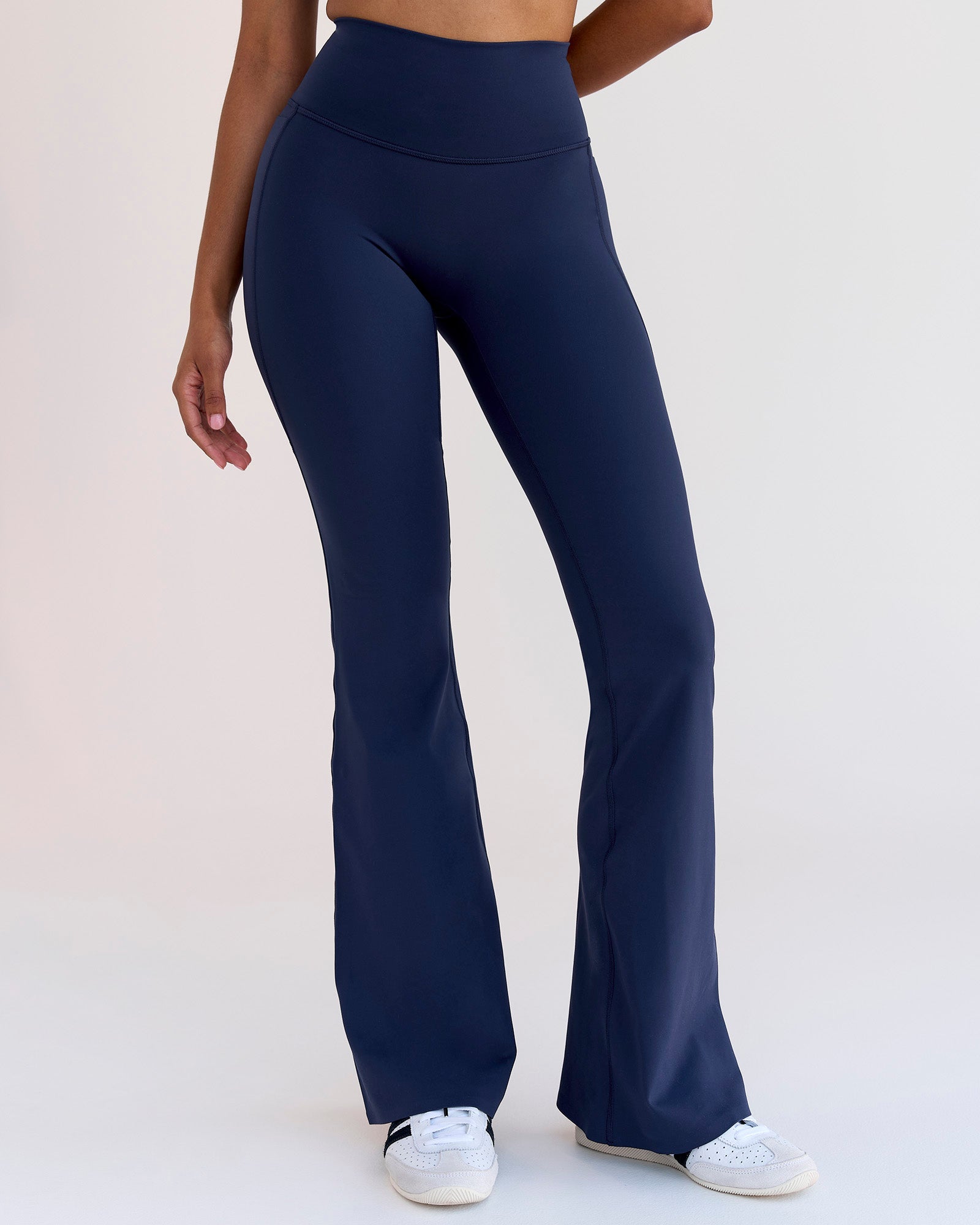 Fusion V-Contour High-Rise Flared Legging Pockets - Future Navy