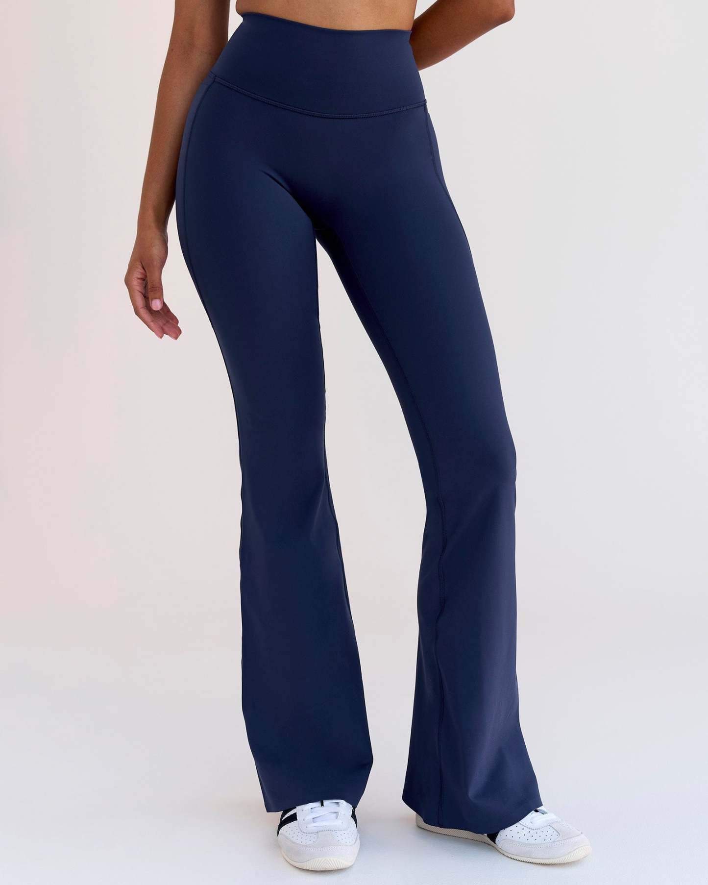 Fusion V-Contour High-Rise Flared Legging Pockets - Future Navy