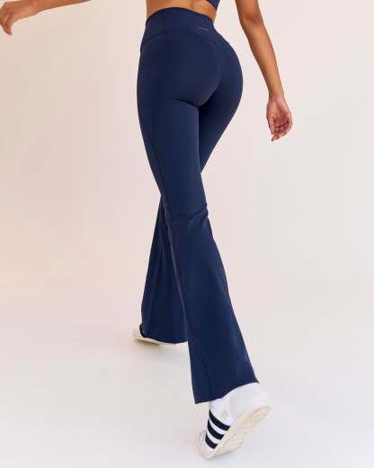 Fusion V-Contour High-Rise Flared Legging Pockets - Future Navy