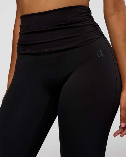 CF Fold Over High-Rise Flared Legging - Black