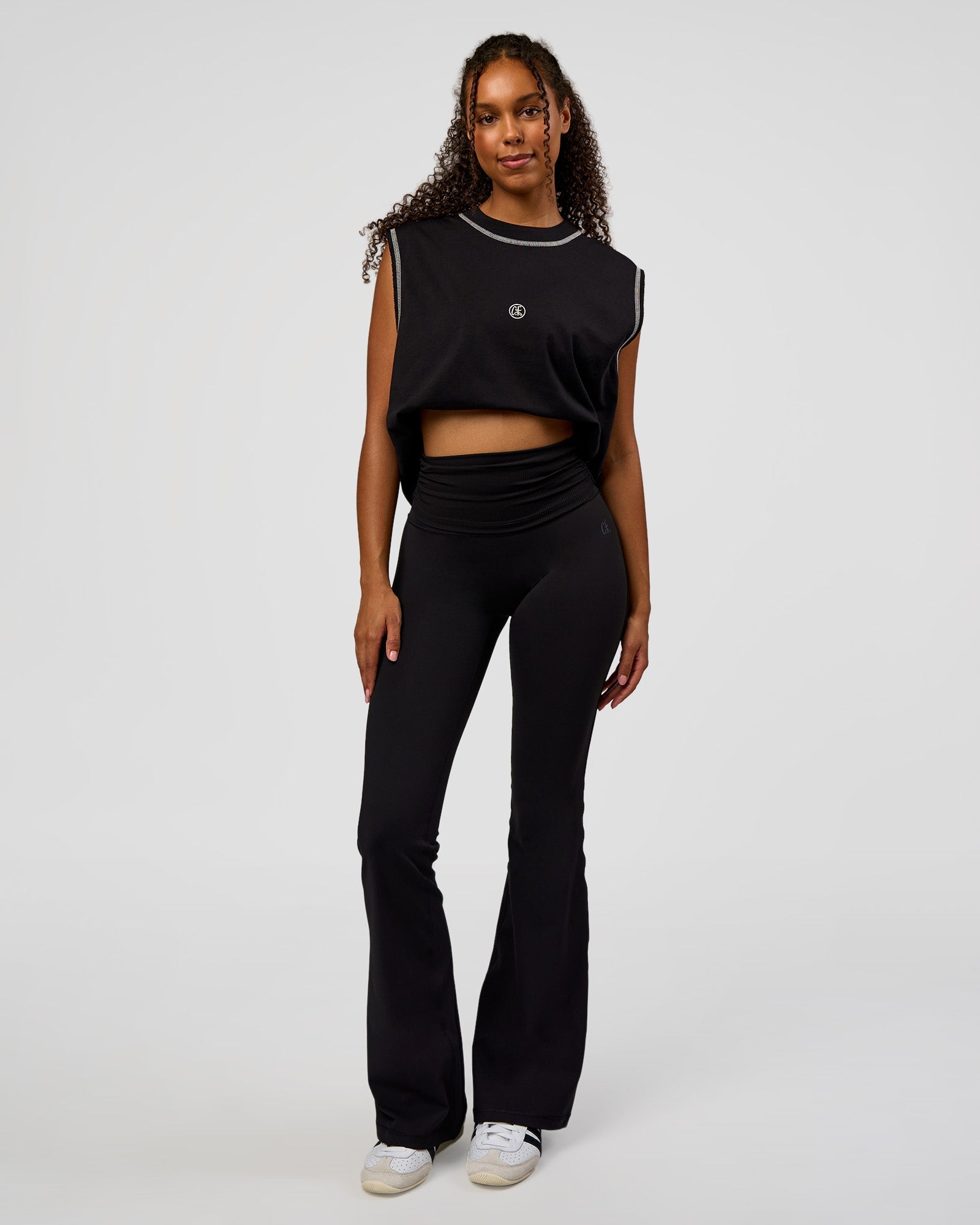 CF Fold Over High-Rise Flared Legging - Black